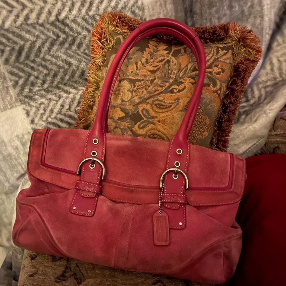 Pink Suede Coach Purse